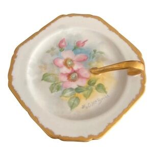 Antique Handpainted Dresser Tray, Tidbid Plate, ARTIST SIGNED